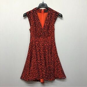 French Connection Scarlet and Ebony Patterned Dress
